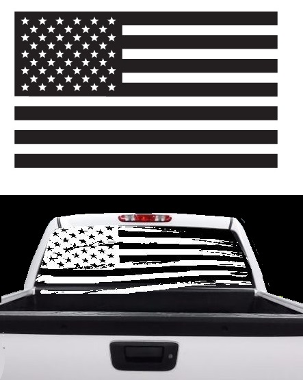 American Flag Rear Window 60"x20" Decal Dodge, Chrysler, Jeep - Click Image to Close